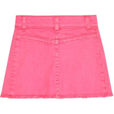 Mini girls pink button denim skirt
